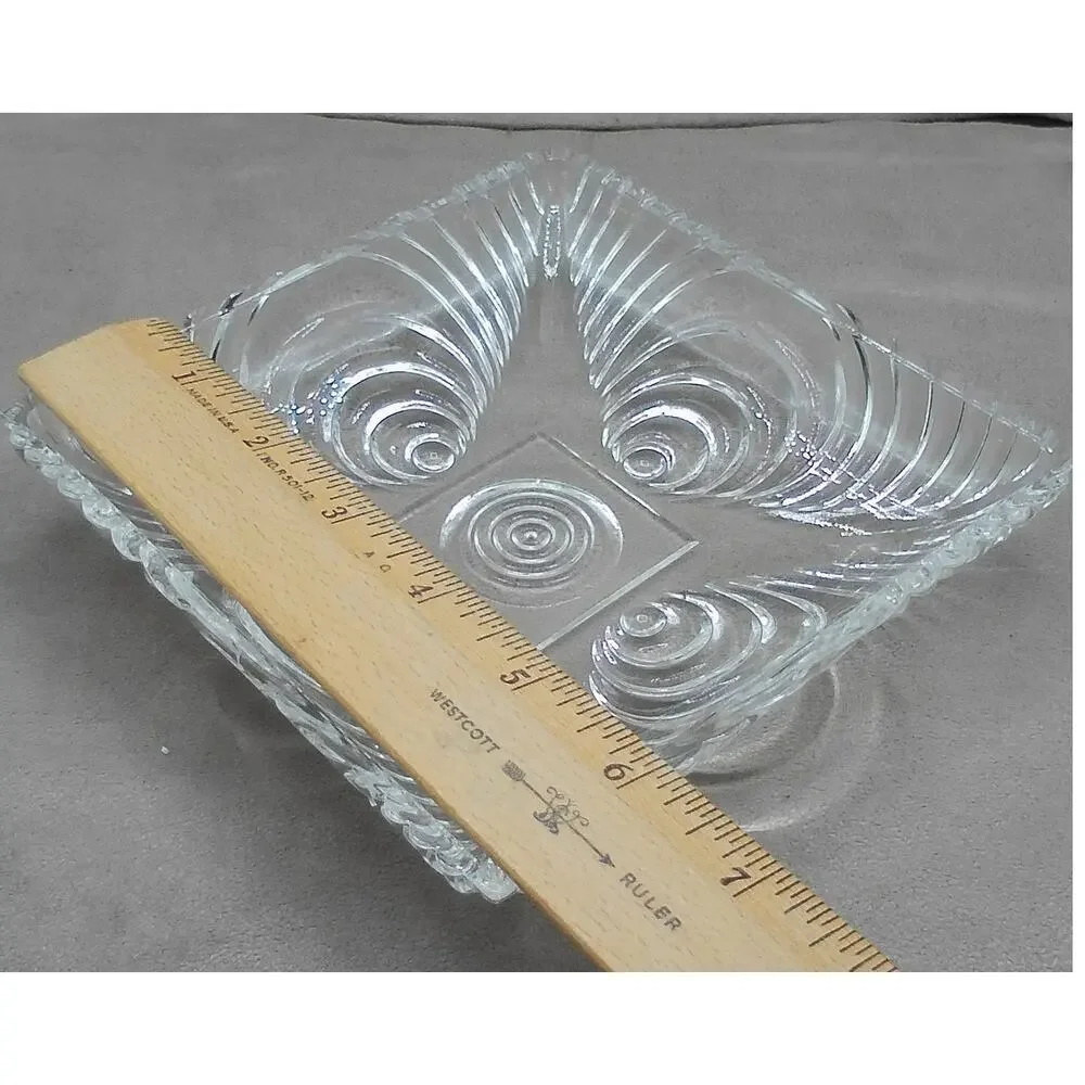 Hazel Atlas Open Candy Dish #574 Clear Sonic Wave Ripple Soundwave Vintage MCM
